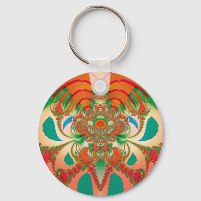 Abstract Art Red Owl Key Ring (Front)