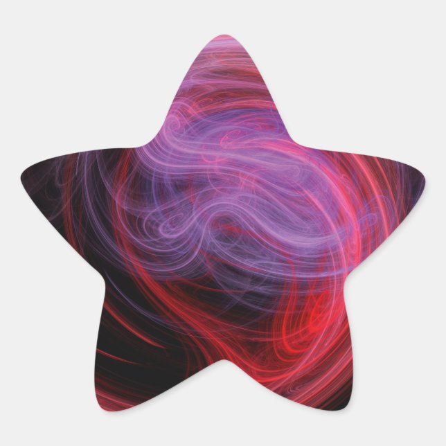 Abstract Art Red Wave Star Sticker (Front)