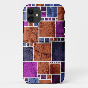 Abstract Art Retro Squares Cracked Wall iPhone 11 Case