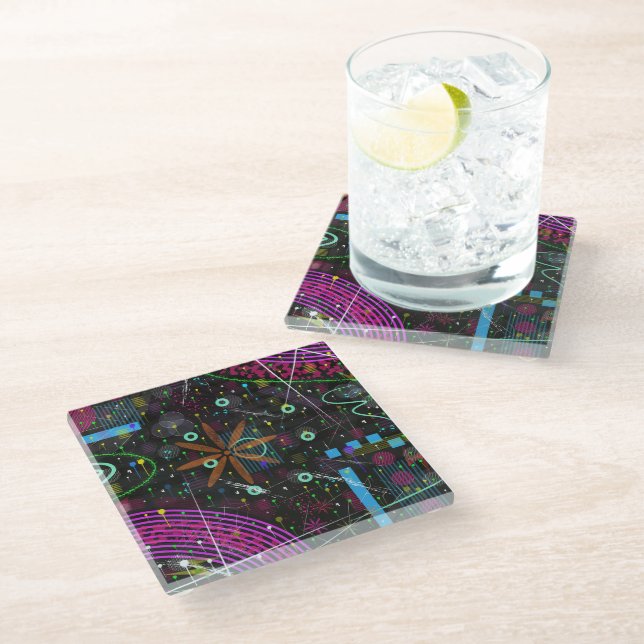 Abstract Art: Satellite  Glass Coaster (Angled)