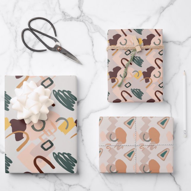 Abstract Art Shades of Brown Wrapping Paper Sheets (Front)