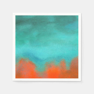 Abstract Art Sky Fire Lava Coral Turquoise Orange Napkin
