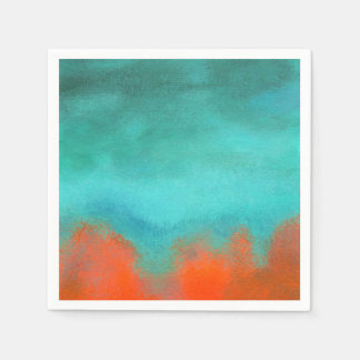 Abstract Art Sky Fire Lava Coral Turquoise Orange Napkin