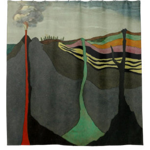 Abstract Art Sliced Earth Volcano Shower Curtain