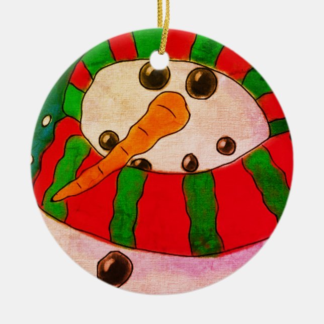 Abstract Art Snowman Ceramic Ornament (Front)