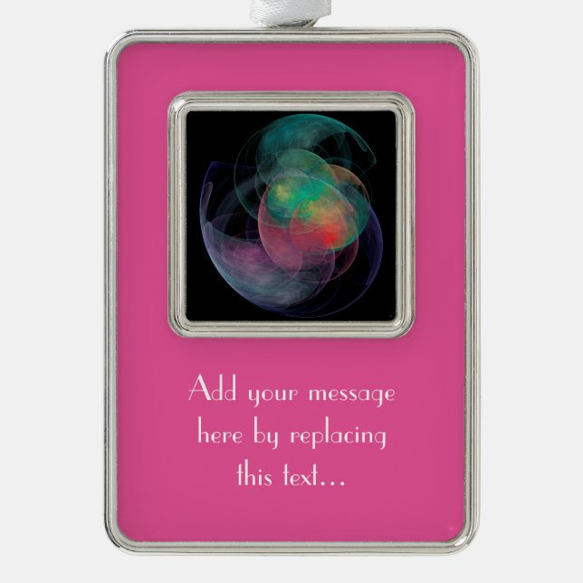 Abstract Art Space Shell Silver Plated Framed Ornament (Front)