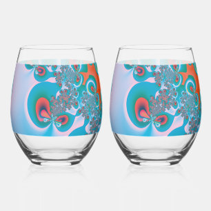 Abstract Art Spring Garden Stemless Wine Glass