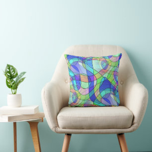 Abstract Art - Squiggly Loops Seamless Pattern 12 Cushion