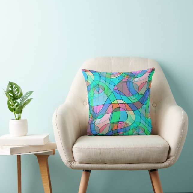 Abstract Art - Squiggly Loops Seamless Pattern 14 Cushion (Chair)