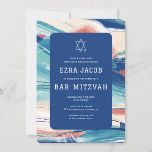 Abstract Art Star of David Custom Bar Bat Mitzvah Invitation