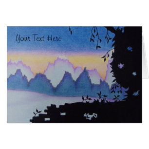 abstract art sunset over mountains landscape