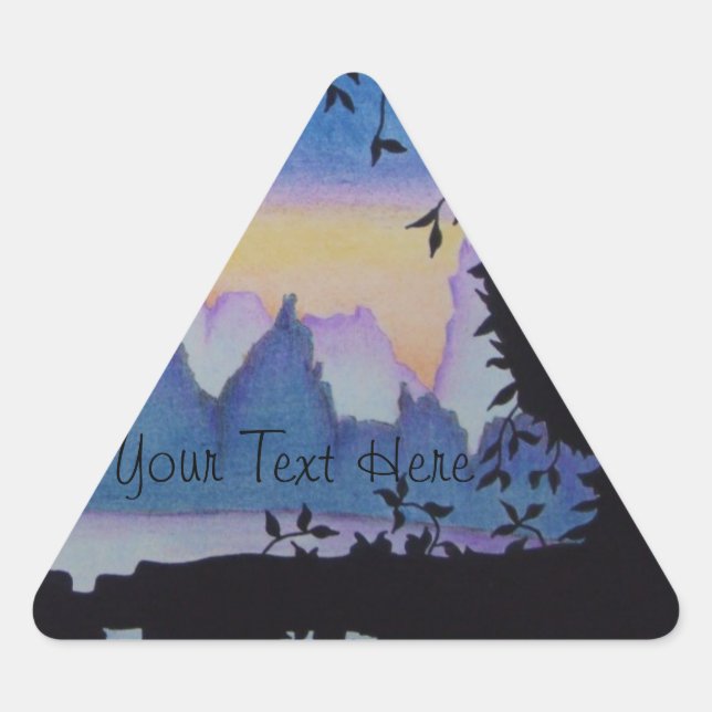 abstract art sunset over mountains landscape triangle sticker (Front)