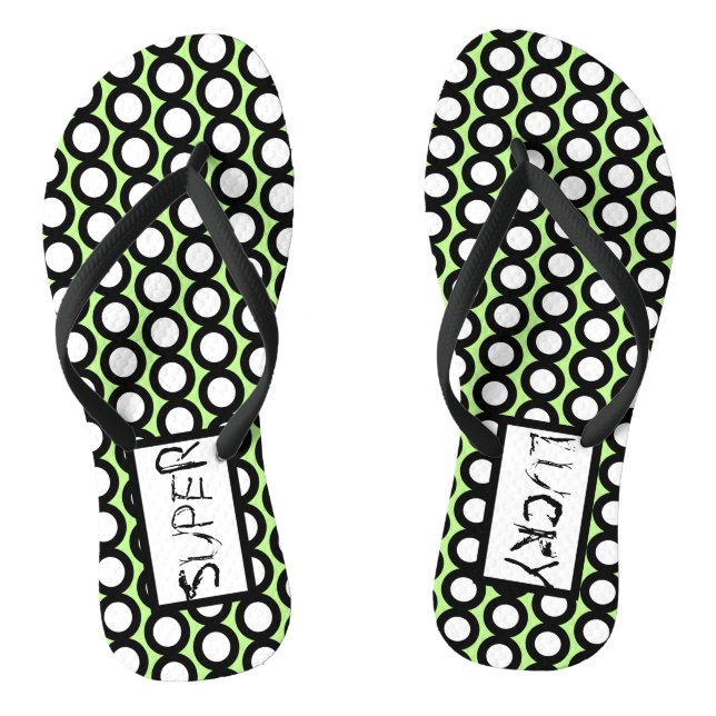 Abstract Art Super Lucky Circles Flip Flops (Footbed)