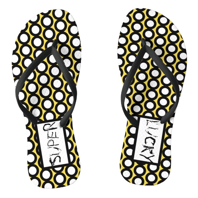 Abstract Art Super Lucky Circles Flip Flops (Footbed)
