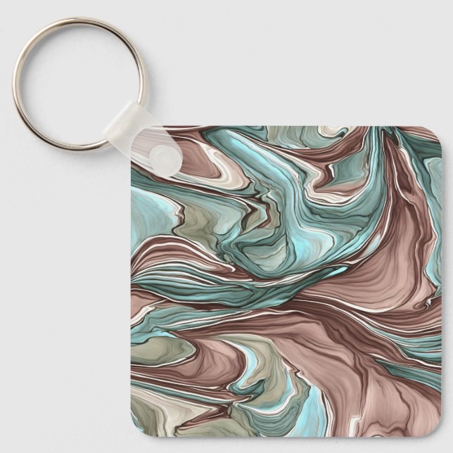 Abstract Art Swirls of Colour on a Keychain (Front)