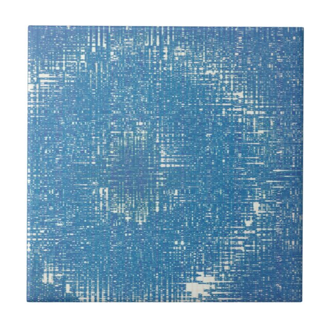 Abstract Art Texture White Blue  Ceramic Tile (Front)
