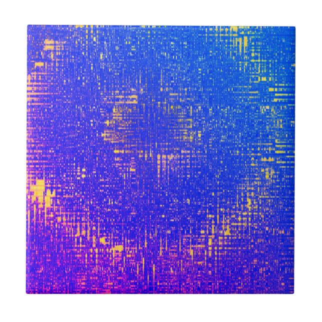 Abstract Art Texture Yellow Blue Purple Ceramic Tile (Front)
