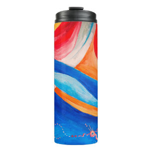 Abstract art textured background, closeup fragment thermal tumbler