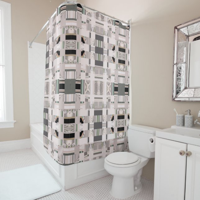 Abstract Art Tiled Shower Curtain (In Situ)