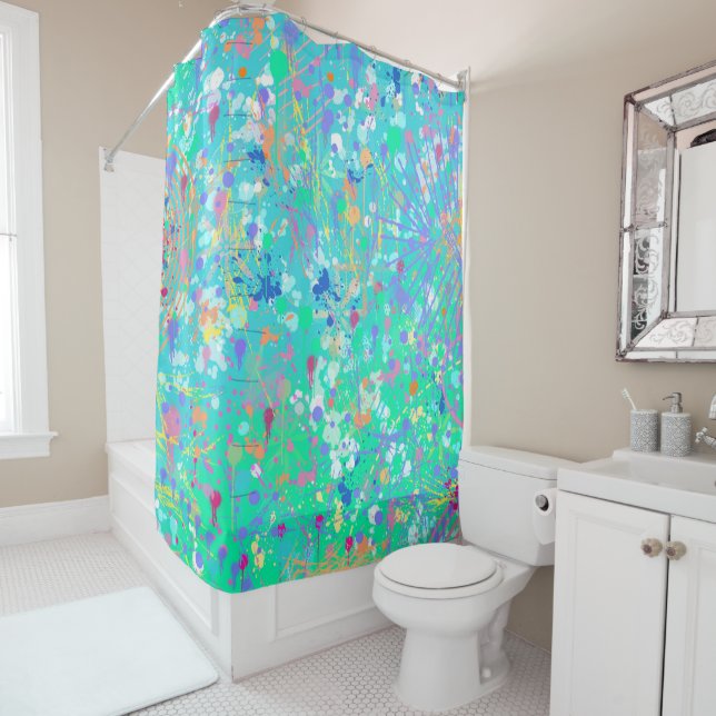 Abstract Art: Tiny Sea Creatures  Shower Curtain (In Situ)