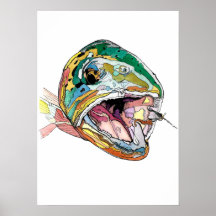Abstract Art Trout Poster