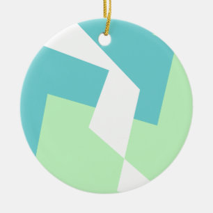 Abstract Art Turquoise Blue Green Ceramic Ornament
