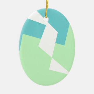 Abstract Art Turquoise Blue Green Ceramic Ornament