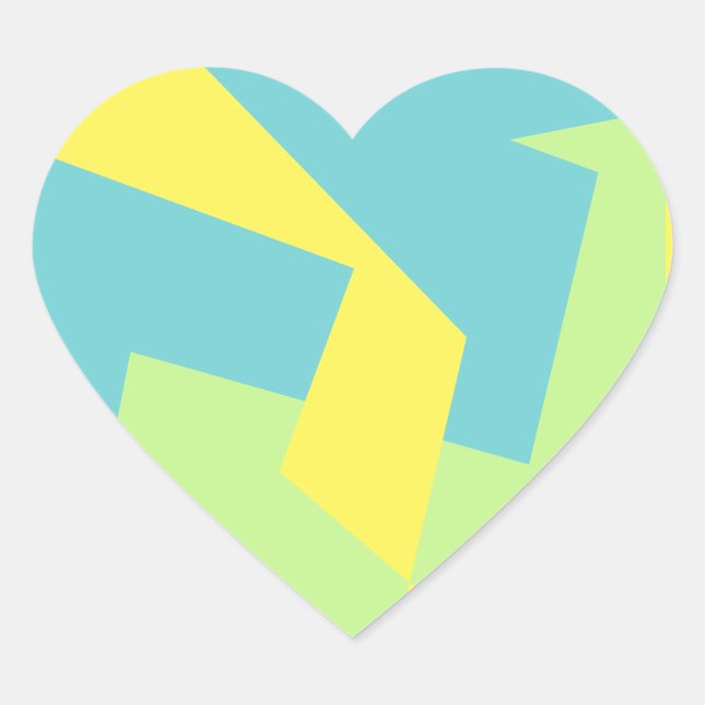 Abstract Art Turquoise Blue Green Heart Sticker (Front)