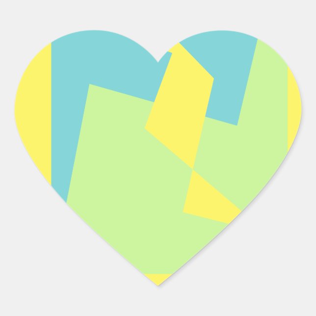 Abstract Art Turquoise Blue Green Heart Sticker (Front)