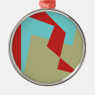 Abstract Art Turquoise Blue Green Metal Ornament