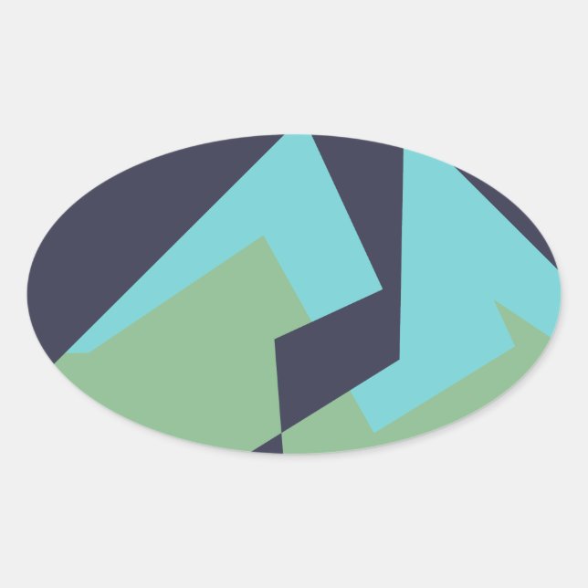 Abstract Art Turquoise Blue Green Oval Sticker (Front)