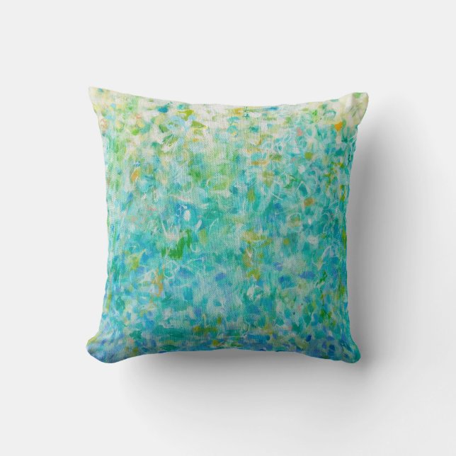 Abstract Art Turquoise Blue Light Yellow Pillow (Front)