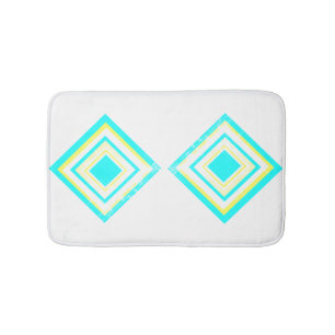 Abstract Art Turquoise Green Blue White Bath Mat