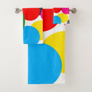 Abstract Art Turquoise Green Blue White Bath Towel Set