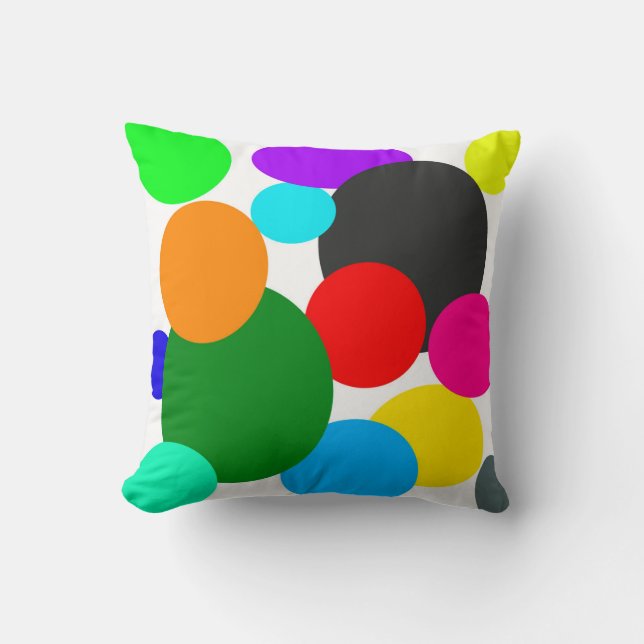 Abstract Art Turquoise Green Blue White Cushion (Front)