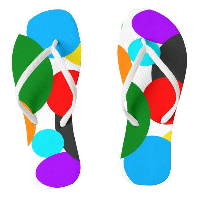 Abstract Art Turquoise Green Blue White Thongs (Footbed)