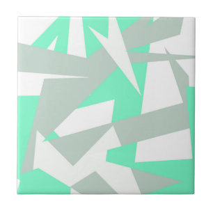 Abstract Art Turquoise Grey White Pastel Ceramic Tile
