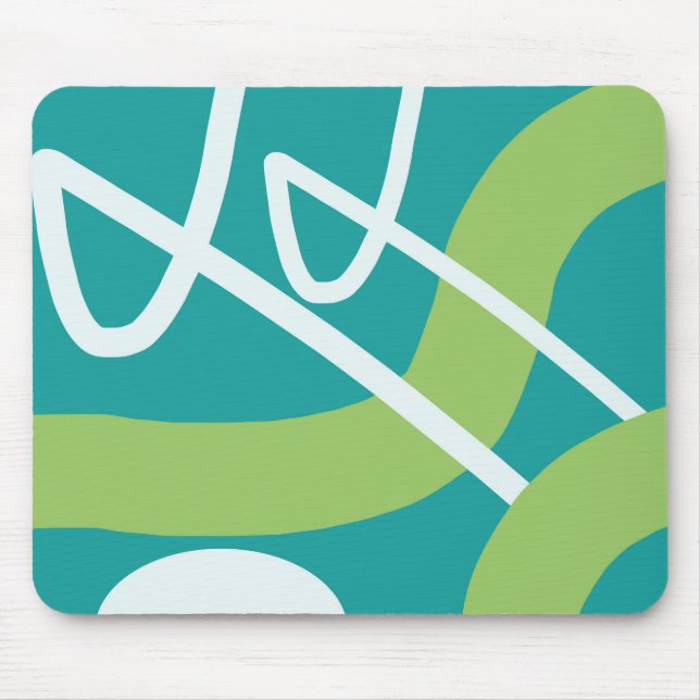 Abstract Art Turquoise Lime Green White Mouse Pad (Front)
