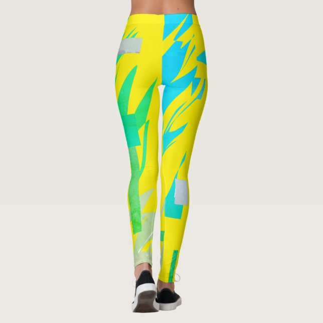 Abstract Art Turquoise Pastel Colours Leggings (Back)
