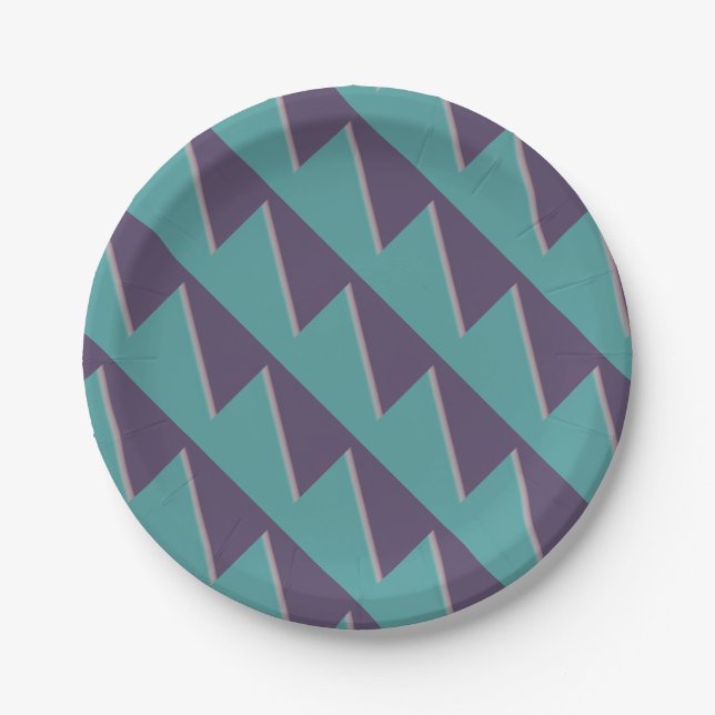 Abstract Art Turquoise Purple Paper Plate (Front)