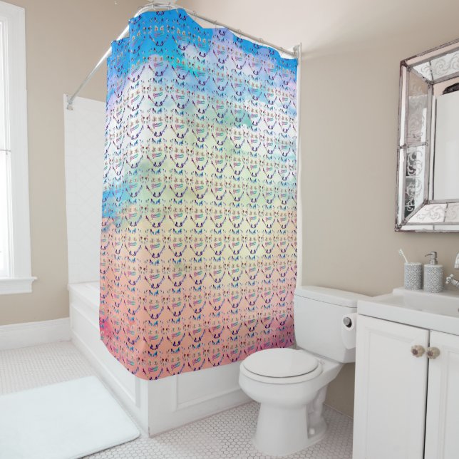 Abstract Art Unicorn Shower Curtain (In Situ)