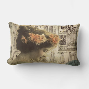 Abstract Art Vintage Girl Clothing Fashion Lumbar Cushion
