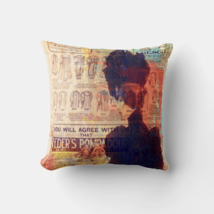 Abstract Art Vintage Woman Clothing Fashion Ads Cushion