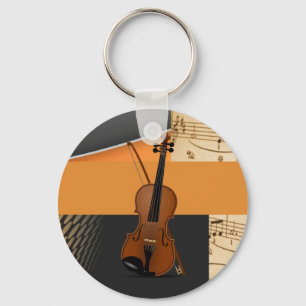 Abstract art violin design key ring