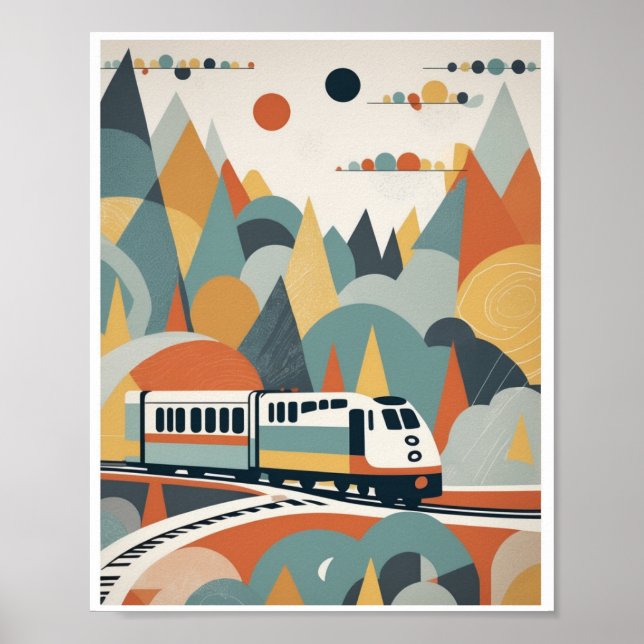 abstract art wall poster playful train journey (Front)