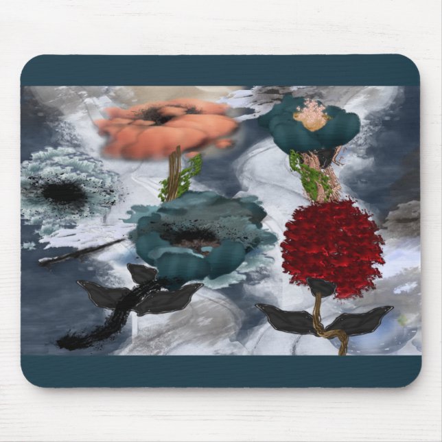 Abstract Art Watercolor Floral Mouse Pad (Front)