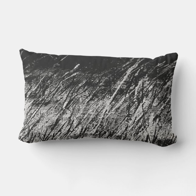 Abstract Art White Noise Black and White Lumbar Cushion (Back)