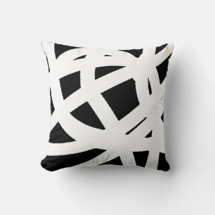 Abstract Art White On Black Throw Pillow Cushion