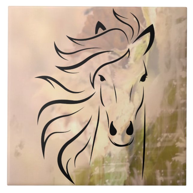 abstract art Wild Horse Ceramic Tile (Front)