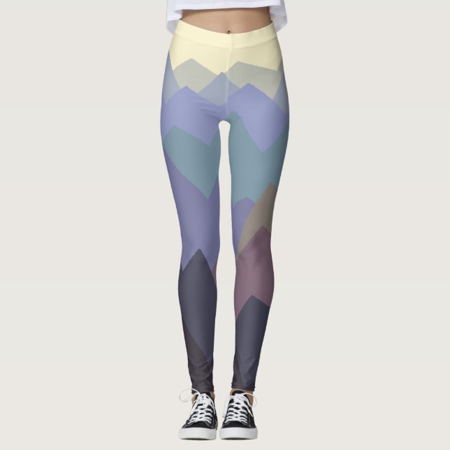 Abstract Art Winter Mountains Design Leggings (Front)